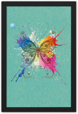 Ritwika's Modern Art Of Butterfly Sketch With Color Splash With Frame For Home And Office Décor Digital Reprint 13.5 inch x 9.5 inch Painting(With Frame)