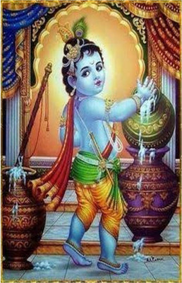 ANSHUL INTERNET CANVAS PAINTING BAL KRISHNA 09 Canvas 48 inch x 24 inch Painting(Without Frame)