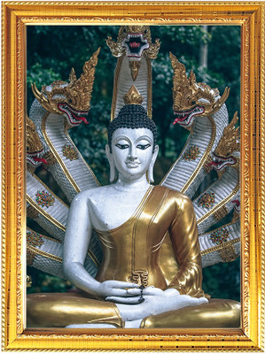 Peekdee Religious Photo Frame for Pooja with a spiritual theme Temple Puja Room Digital Reprint 16.6 inch x 12.7 inch Painting(With Frame)
