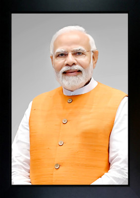 CrowdHall Narendra modi photo frame Digital Reprint 13.5 inch x 10 inch Painting(With Frame)