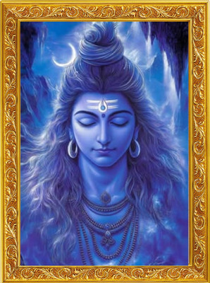 KV Art Shiv Shankar Ji Wall Frame Poster | Murli Manohar Wall Art Home Decor Digital Reprint 7 inch x 5 inch Painting(With Frame)