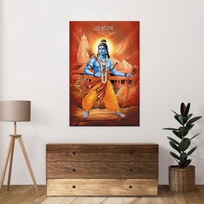 Masstone Jai Shree Ram Ayodhya Dham Temple Sparkle Laminated Self Adhesive Rolled Digital Reprint 36 inch x 24 inch Painting(Without Frame)