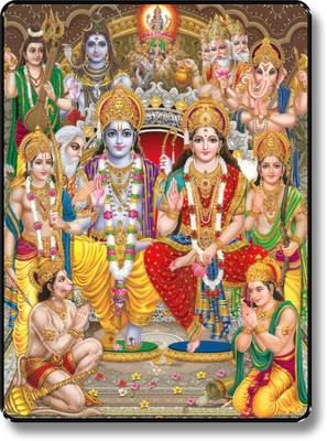 saf Ram Darbar UV Textured Multi-Effect Painting Digital Reprint 13 inch x 11 inch Painting(With Frame)