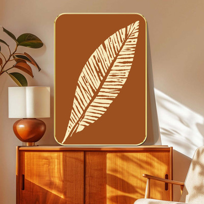 Aartify Abstract Feather Wall Art | Minimalist Botanical Framed Painting Digital Reprint 24 inch x 18 inch Painting(With Frame)