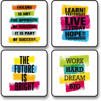 saf MOTIVATIONAL QUOTES Black Premium frame Digital Reprint 19 inch x 19 inch Painting(With Frame, Pack of 4)