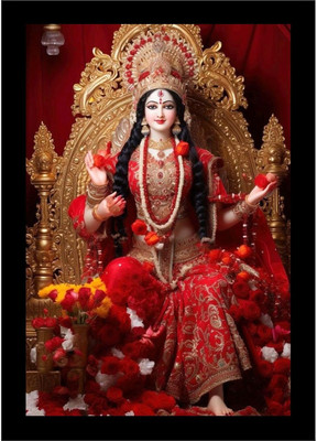 ag pro comfort Maa Laxmi Ji Photo Frame | Maa Laxmi Wall Painting for Home Office Digital Reprint 10 inch x 8 inch Painting(With Frame)