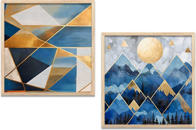 KOTART Abstract Wall Art Painting with Frames | Wall Frames For Living Room Office Digital Reprint 10 inch x 10 inch Painting(With Frame, Pack of 2)