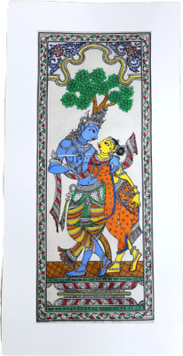 palak saxena Handmade Pattachitra Painting of Radha Krishna – Traditional Indian Art Natural Colors 19 inch x 9 inch Painting(Without Frame)