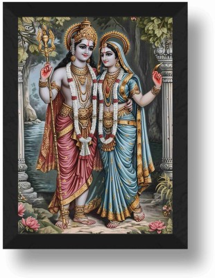 saf Ram sita premium wall painting Digital Reprint 12 inch x 9 inch Painting(With Frame)