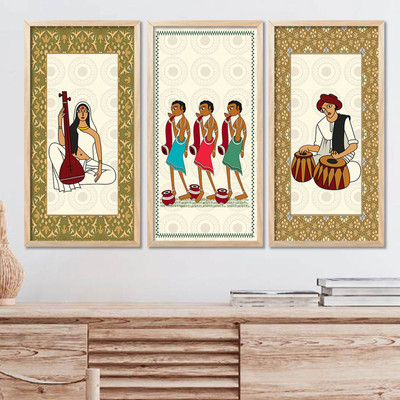 Mmory Digital Reprint 19 inch x 10 inch Painting(With Frame, Pack of 3)