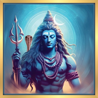 ANAADI VASTU Anaadi Lord Shiv Ji | Mahadev Wall Painting For Home | Painting For Living Room Digital Reprint 13 inch x 13 inch Painting(With Frame)