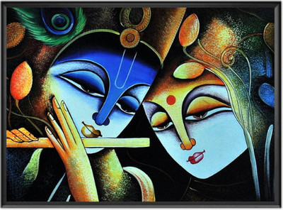 Sanvik Creations Radha Krishna Ji Painting/Art Work On MDF Wood Digital Reprint 12 inch x 18 inch Painting(With Frame)