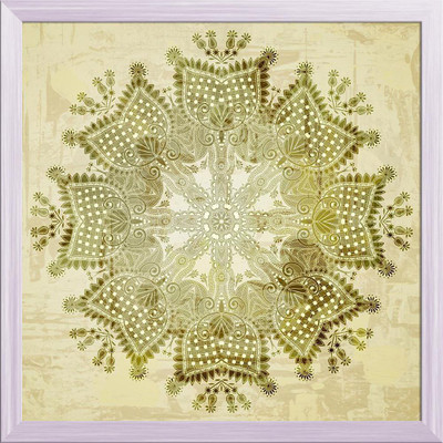 Artzfolio Circle Ornament Canvas Painting White Synthetic Frame 24 x 24 inch (61 x 61 cms) Canvas 24 inch x 24 inch Painting(With Frame)