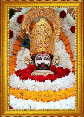 Engineers Craft Khatu Shyam Ji Photo Frame With Acrylic sheet in front (No Glass) , Golden Frame Digital Reprint 14 inch x 10 inch Painting(With Frame)