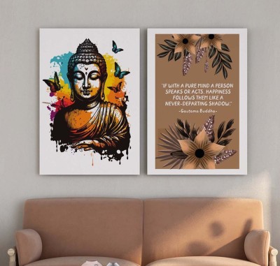 Indianara Gautam Buddha Premium Canvas Painting for Living Room | Bedroom | Kids Room | Canvas 18 inch x 24 inch Painting(With Frame)