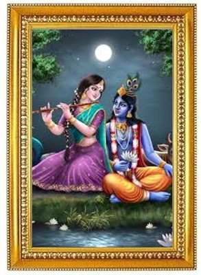 Comfy Package Radha Krishna Ji Wall Photo Frame for Home & Temple Décor Digital Reprint 12 inch x 9 inch Painting(With Frame)