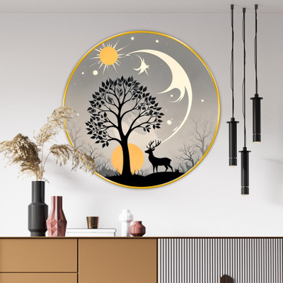 saf Nature Art Premium gold strip framed wall paintings for wall decoration Digital Reprint 23 inch x 23 inch Painting(With Frame)