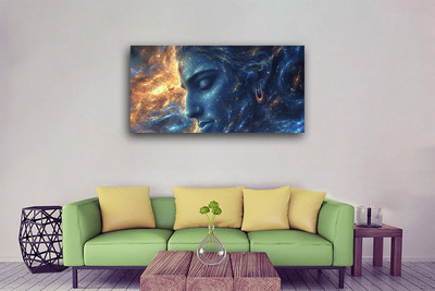 Aadee craft Lord Shiva Wall Art – Modern Skyline Reflection Canvas (24x48 Inch) Canvas 24 inch x 48 inch Painting(Without Frame)