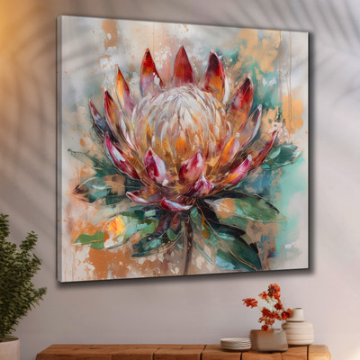 Aartify Vibrant Floral Bloom Framed Canvas Painting for Living Room Wall Décor Canvas 16 inch x 16 inch Painting(With Frame)