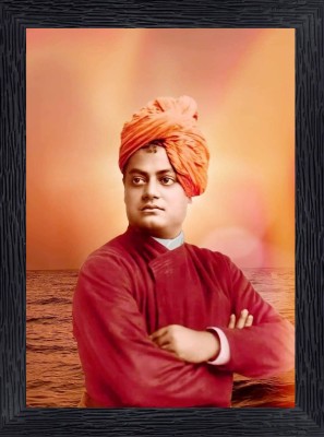 BISRAT CREATIONS Swami Vivekanand Photo Frame Digital Reprint 13.5 inch x 10 inch Ink 25 inch x 35 inch Painting(With Frame)