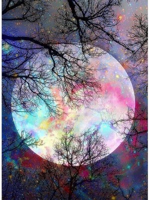 WOLBLIX Hangings Super Moon Night Scene for Home Wall Decor,Art Wall Canvas 12 inch x 15 inch Painting(Without Frame)
