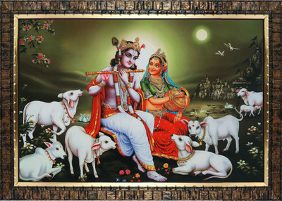 Rayno craft Radha Krishna Ji Photo Frame PB888 Acrylic 9 inch x 12 inch Painting(With Frame)