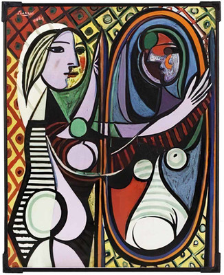 FURNATO | Pablo Picasso Painting Collection – Girl Before a Mirror – MDF Frame Binding Digital Reprint 15 inch x 12 inch Painting(With Frame)
