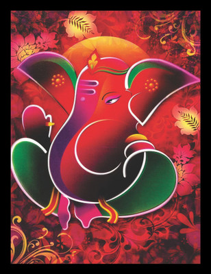 MHridayCraft MHC- Ganesh ji 115 Digital Reprint 12 inch x 9 inch Painting(With Frame)