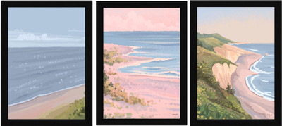 FRIZZY ARTS 3 Piece Modern Floral Wall Art, Digital Reprint 13 inch x 10 inch Painting(With Frame, Pack of 3)