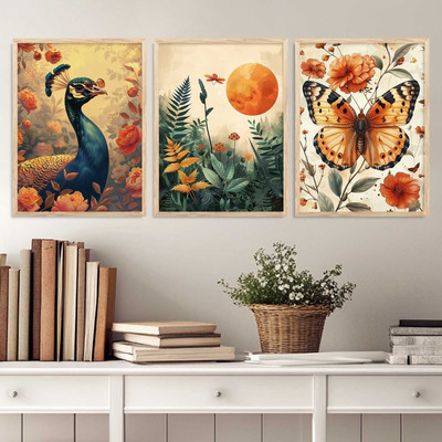 Mmory Modern Wall Art Home Decor Wall Painting For Living Room Office Bedroom Digital Reprint 13 inch x 10 inch Painting(With Frame, Pack of 3)