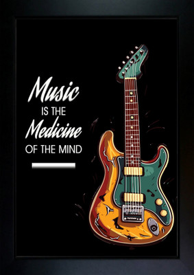 CrowdHall Music Theme Wall Painting Wall photo frame Digital Reprint 13.5 inch x 10 inch Painting(With Frame)