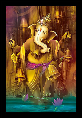 jog craft ganesh ji photo frame| ganeesh ji painting| ganesh ji photo Digital Reprint 20 inch x 14 inch Painting(With Frame)