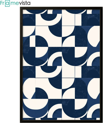 FRAMEVISTA Navy Pattern Abstract | Wall Painting I Wall Art I Framed Wall Painting I Digital Reprint 11.69 inch x 8.27 inch Painting(With Frame)