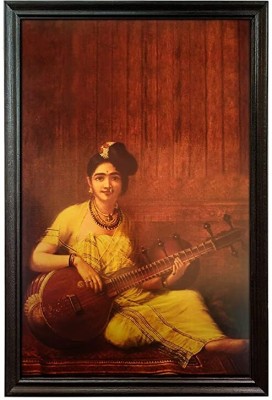 mperor Lady Playing The Veena'' Laminated Digital Re-Print With Wood Frame(28x18) in Ink 28 inch x 18 inch Painting(With Frame)