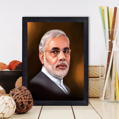 BISRAT CREATIONS Narendra Modi Photo Frame Digital Reprint 9 inch x 7 inch Painting(With Frame)