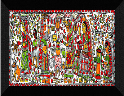Traditional Madhubani Art Wall Décor Paper Print(14 inch X 11 inch)