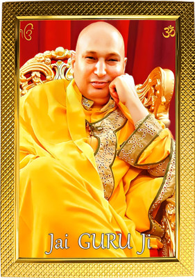 ShreeDecor Jai Guru Ji Swaroop Shukrana Golden religious wooden photo frame for pooja Digital Reprint 13.5 inch x 10 inch Painting(With Frame)