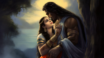 ANSHUL INTERNET CANVAS PAINTING SHIV PARVATI 14 Canvas 48 inch x 24 inch Painting(With Frame)
