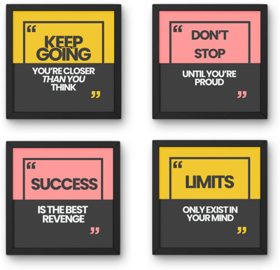 Creativevibescv Set of 4 Wall Frame Of Motivational Thoughts Office/Home Decore Design 8 Digital Reprint 7 inch x 7 inch Painting(With Frame)