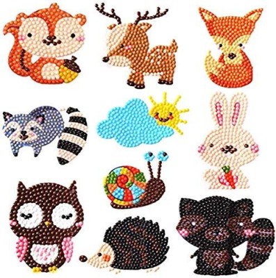 WOLBLIX 5D Diamond Painting Animal , diamond stickers art and craft kit for kids Canvas 7 inch x 7 inch Painting(Without Frame)