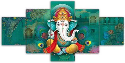 DS Creations Lord Ganesha MDF UV Textured wall painting for Home decoration Digital Reprint 17 inch x 30 inch Painting(With Frame, Pack of 5)