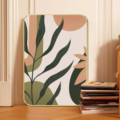 saf Modern Abstract Botanical Wall Art with Gold Frame Digital Reprint 24 inch x 18 inch Painting(With Frame)