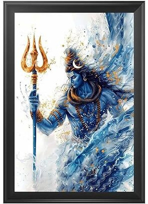 DekorVia Shiv Parivar Photo Frame | Divine Lord Shiva Family Wall & Temple Decor Digital Reprint 12 inch x 9 inch Painting(With Frame)
