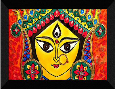 saf Maa Durga Religious Wall Décor Painting Digital Reprint 11 inch x 14 inch Painting(With Frame)