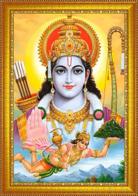 VANAPRINT Hanuman Ji with Shree Ram Ji Photo Frame – Spiritual Wall Art for Home & Temple Digital Reprint 12 inch x 8 inch Painting(With Frame)