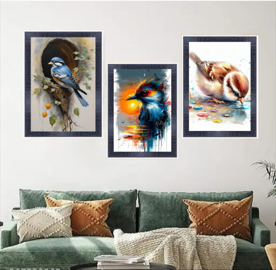 Advik Good Looking Painting Set Of 3 Canvas 14 inch x 10 inch Painting(With Frame, Pack of 3)