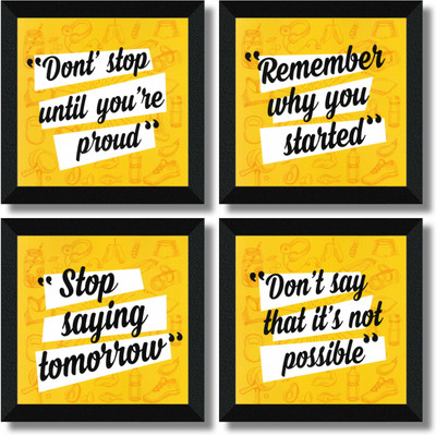 saf SET OF 4 MOTIVATIONAL QUOTES Digital Reprint 19 inch x 19 inch Painting(With Frame, Pack of 4)