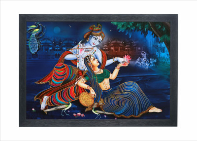 Devatwal Lord Krishna With Radha Krishan Photo Frame For Wall Mounted Painting Digital Reprint 14 inch x 10 inch Painting(With Frame)