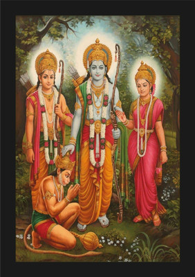 jog craft shree ram ji photo, ram darbar photo, shree ramchaandra photo frame Digital Reprint 14 inch x 10 inch Painting(With Frame)