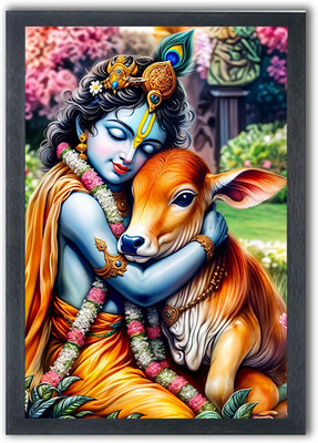 Devatwal Lord Krishna / Bal Krishna Photo Frame For Wall Mounted Painting Digital Reprint 10 inch x 14 inch Painting(With Frame)